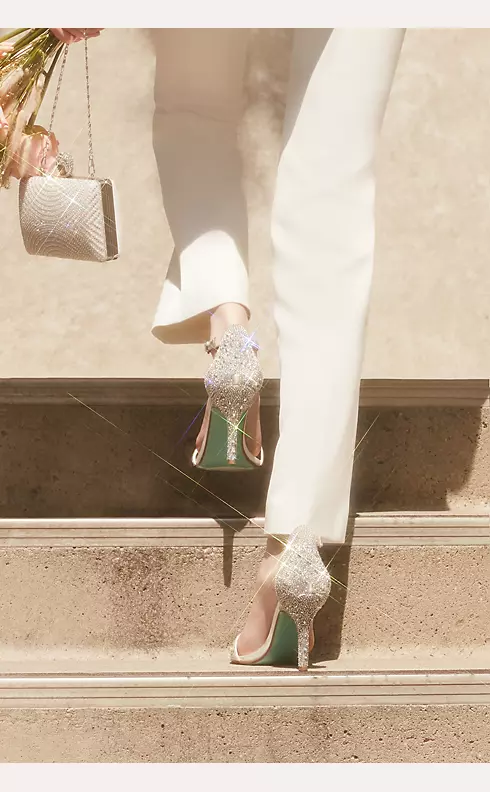 Jeweled Metallic Stiletto Sandals Image 6