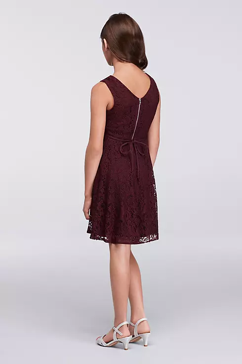 Short Lace Dress with Beaded Belt Image 2