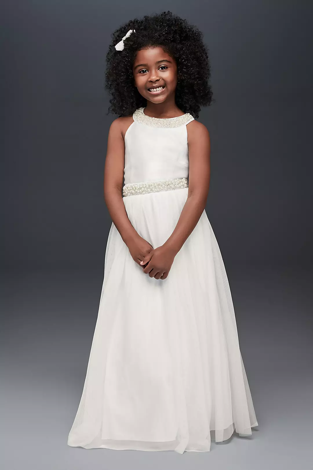 Maxi Mikado Flower Girl Ball Gown with Pearls Image
