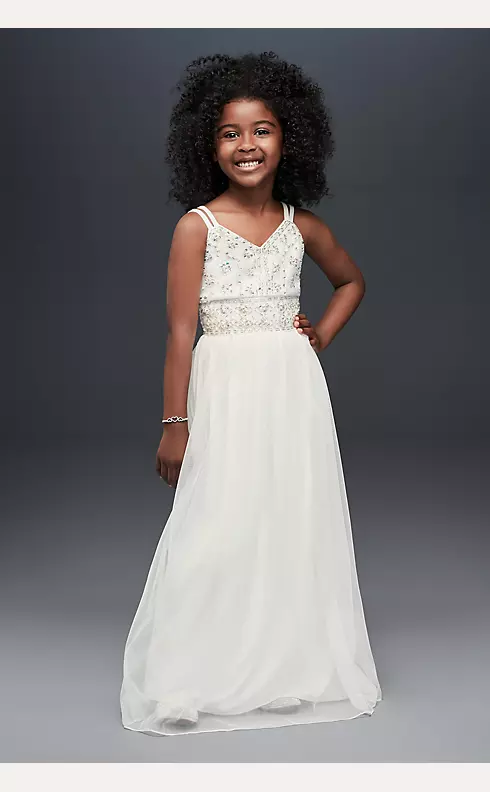Beaded Tulle Double Strap A-Line Flower Girl Dress Image 1