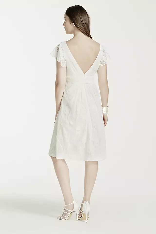 Cap Sleeve Short Lace Dress with Embellished Waist Image 2