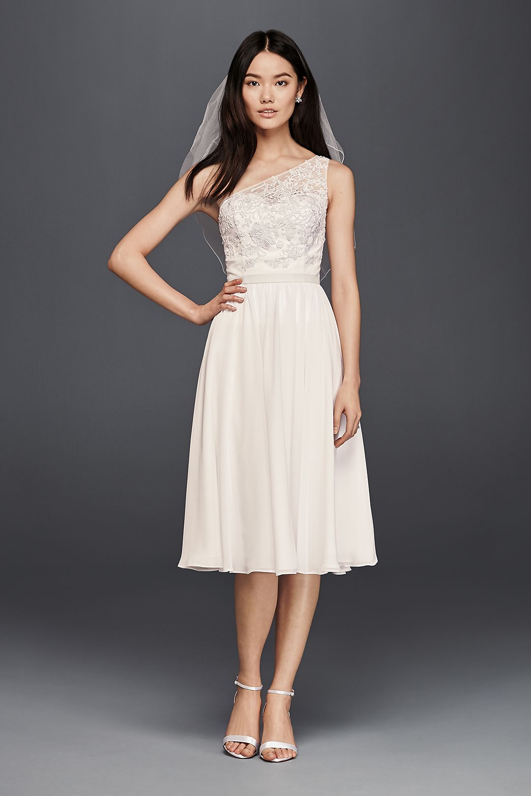 One Shoulder Short Lace Dress Image 4