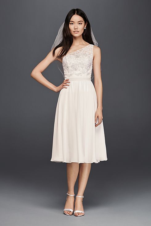 One Shoulder Short Lace Dress Image