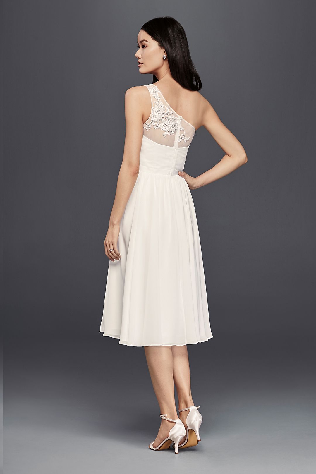 One Shoulder Short Lace Dress Image 4