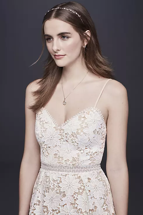 Short Lace Wedding Dress with Illusion Waist Image 3