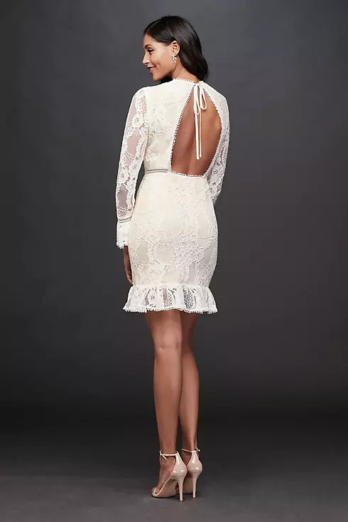 Lace Illusion Short Dress with Flounce Trim | David's Bridal