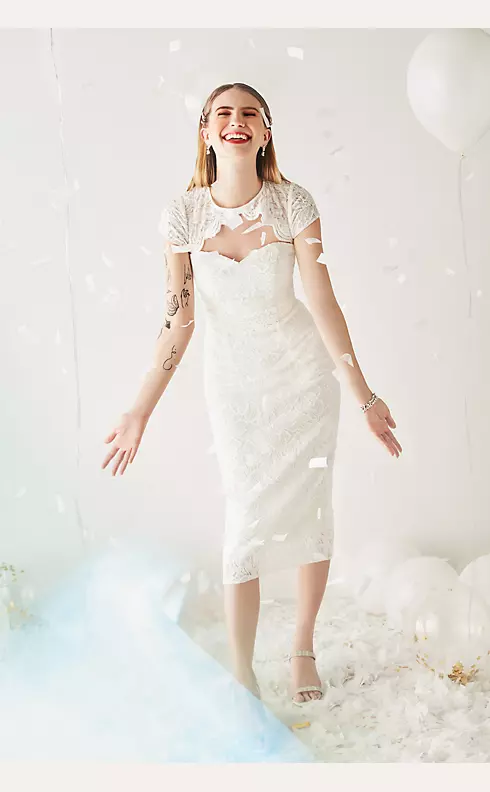 Cap Sleeve Lace Dress with Scalloped Keyhole Image 4