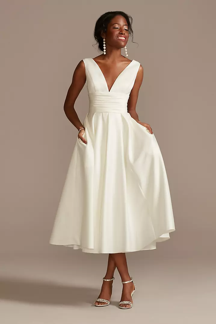 knee length dresses for ladies A1288 White A-Line Dress with Multi Colored Floral Embellishment Size 4