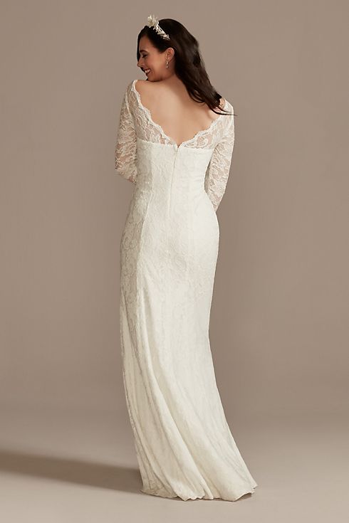 Stretch Lace Long Sleeve Sheath Wedding Dress Image 2