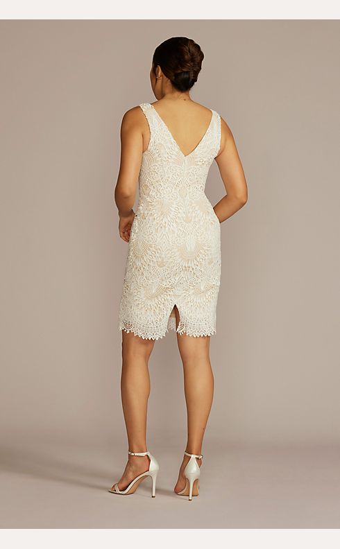 Scallop Hem Lace V-Neck Plus Size Short Dress | David's Bridal