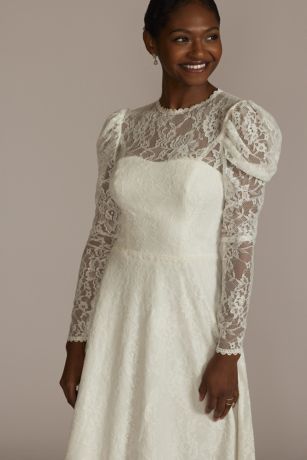 Long Sleeve Mini Lace Wedding Dress