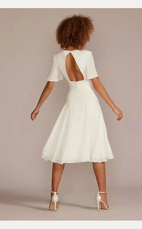 Chiffon Flutter Sleeve Midi-Length Dress Image 2