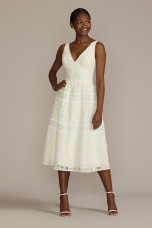 Ivory tea length 2024 dress with sleeves