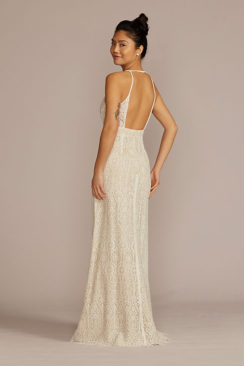 Allover Lace V-Neck Wedding Dress with Open Back Image 2