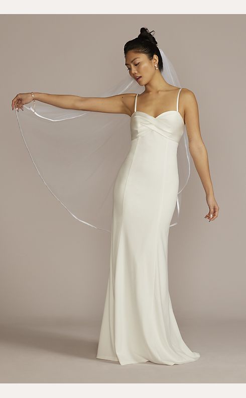 Satin Crepe Empire Sheath Plus Size Wedding Dress | David's Bridal