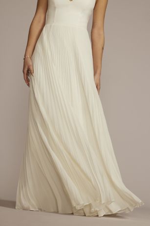 Pleated Spaghetti Strap A-Line Wedding Dress | David's Bridal
