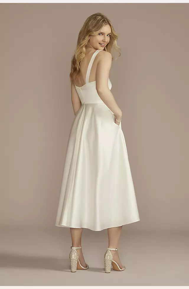 Cowl Neck Tea-Length Satin A-Line Dress Image 2