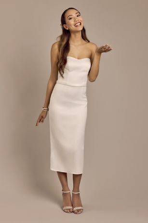 Strapless Sweetheart Sheath Midi Dress with Bow Image