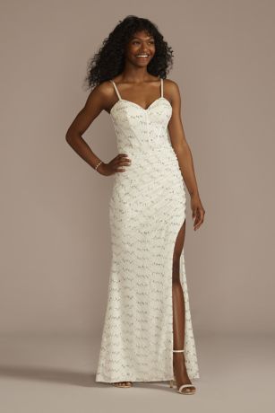 Sequin Lace Corset Sheath Wedding Dress | David's Bridal