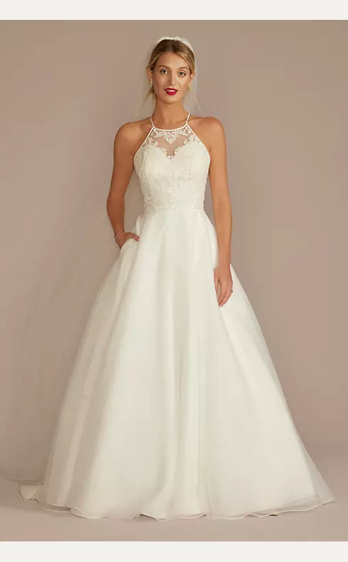 Embellished Halter Neck A-Line Wedding Dress
