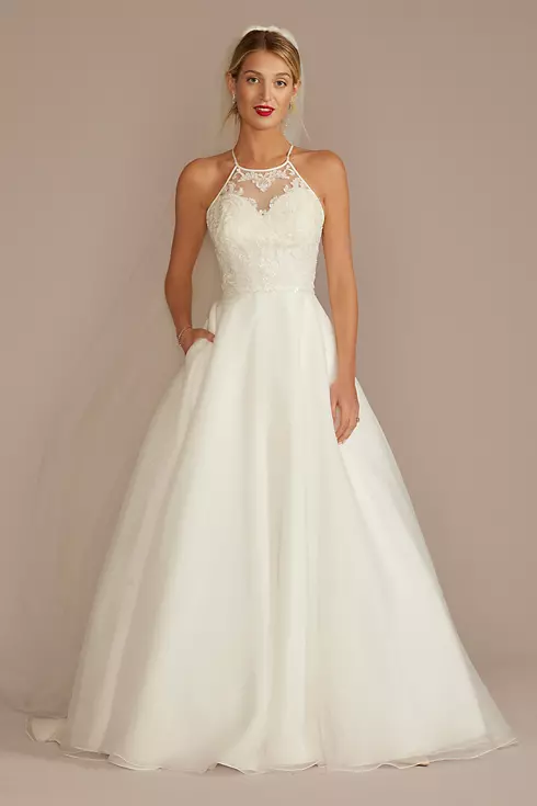 Embellished Halter Neck A-Line Wedding Dress | David's Bridal