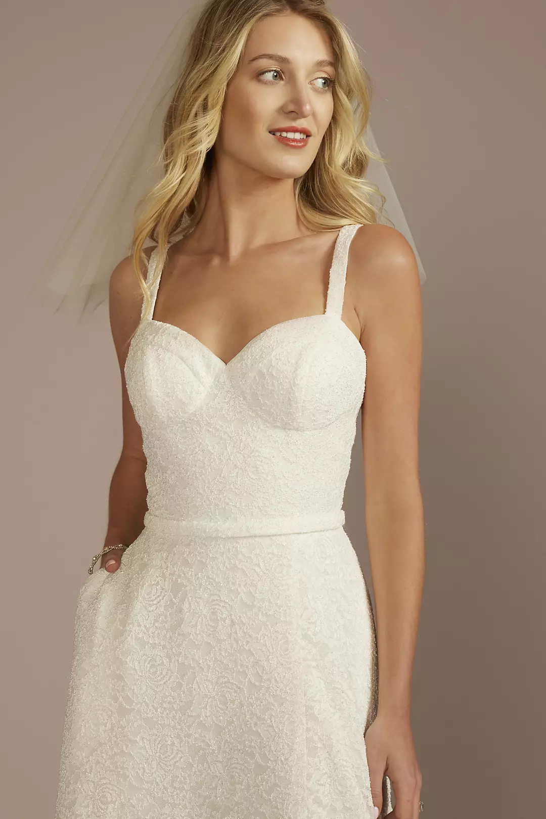 Sparkle Lace Corset Bodice A-Line Wedding Dress Image 3