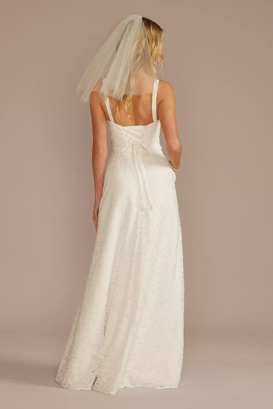 Sparkle Lace Corset Bodice A-Line Wedding Dress Image 2