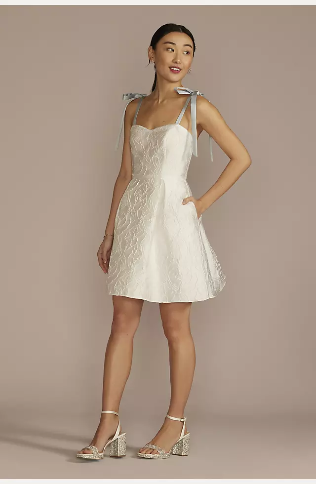 Short Jacquard A-Line Dress with Removable Straps Image
