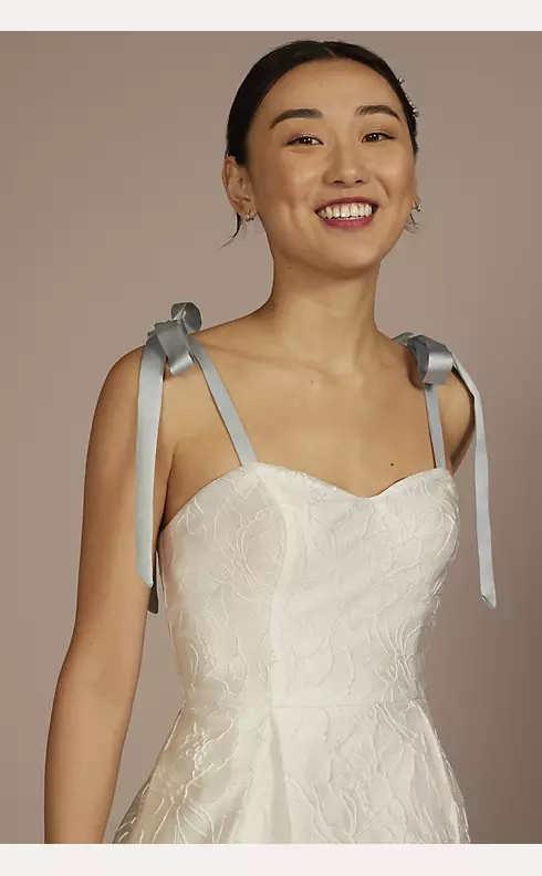 Short Jacquard A-Line Dress with Removable Straps