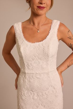 Crochet Lace Scoop Neck Tank Midi Dress | David's Bridal