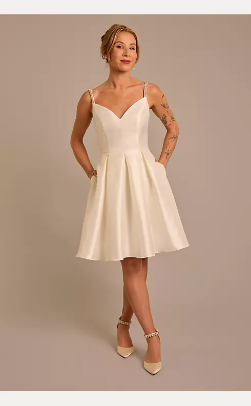 Mikado Short Dress with Crystal Straps Image 1