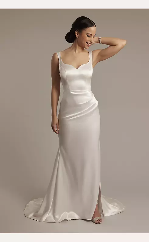 Luxe Charmeuse Tank Wedding Dress with Cowl Back Image 1