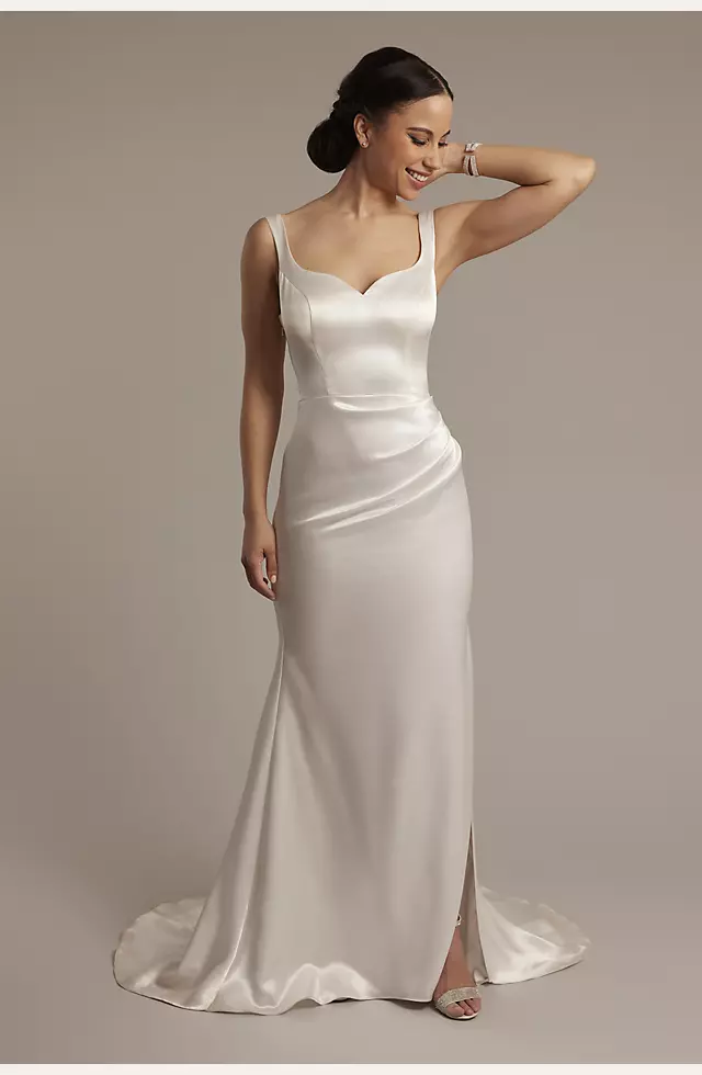 Luxe Charmeuse Tank Wedding Dress with Cowl Back Image