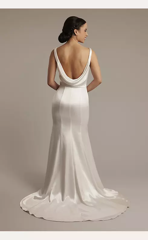 Luxe Charmeuse Tank Wedding Dress with Cowl Back Image 2