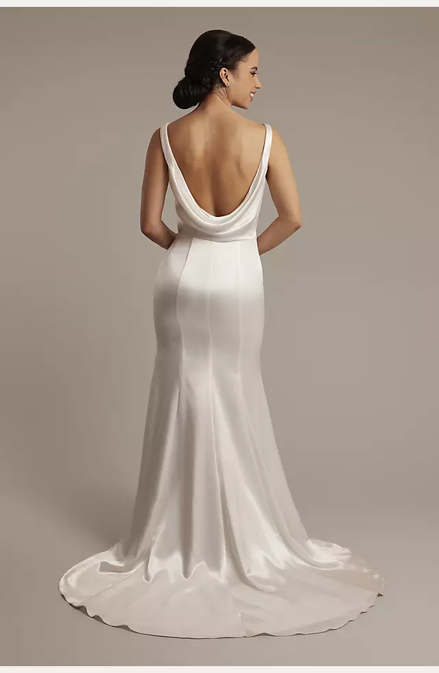 Luxe Charmeuse Tank Wedding Dress with Cowl Back Image 2