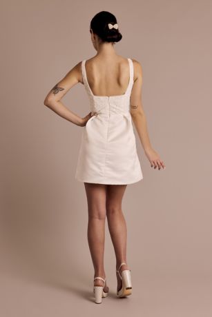 Satin Tank Mini Dress with 3D Beaded Flowers | David's Bridal