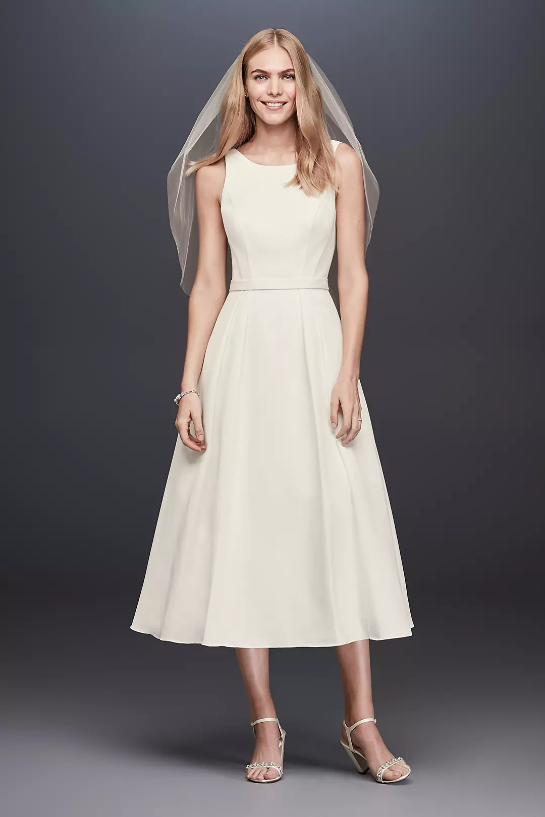Faille Tea-Length A-Line Dress with Pockets Image