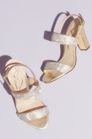 Pave Crystal Strap Slingback Block Heel Sandals | David's Bridal