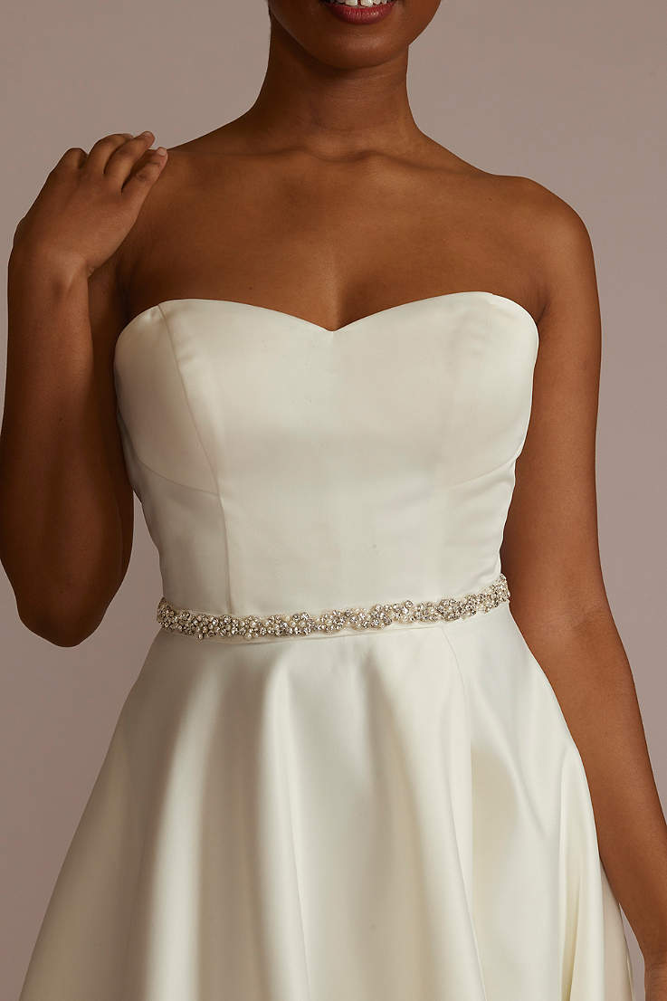 Handmade Pearl Ribbon Crystal Rhinestone Bridal Wedding Bridal Dress Sash Belt 