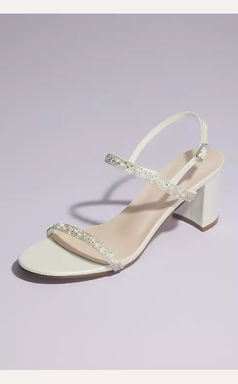 Two Strap Pearl and Crystal Block Heel Sandals Image 1