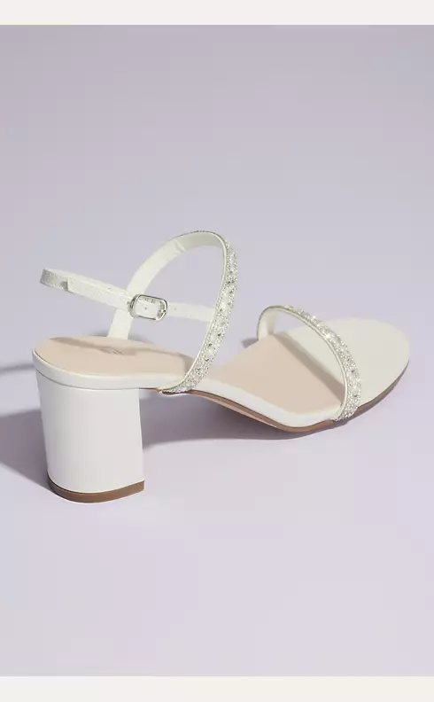 Two Strap Pearl and Crystal Block Heel Sandals | David's Bridal