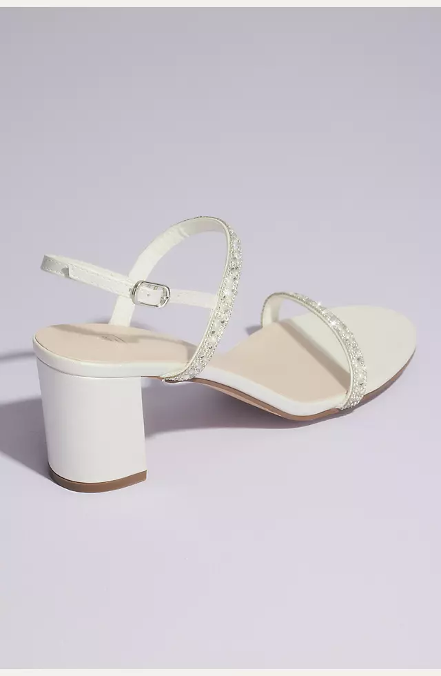 Two Strap Pearl and Crystal Block Heel Sandals Image 2