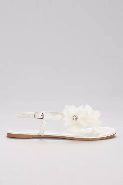 Slingback Thong Sandals with Chiffon Flowers Image 3