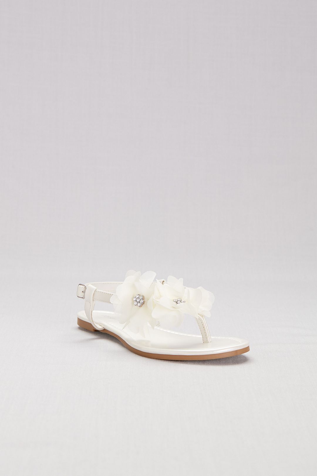 Slingback Thong Sandals with Chiffon Flowers | David's Bridal