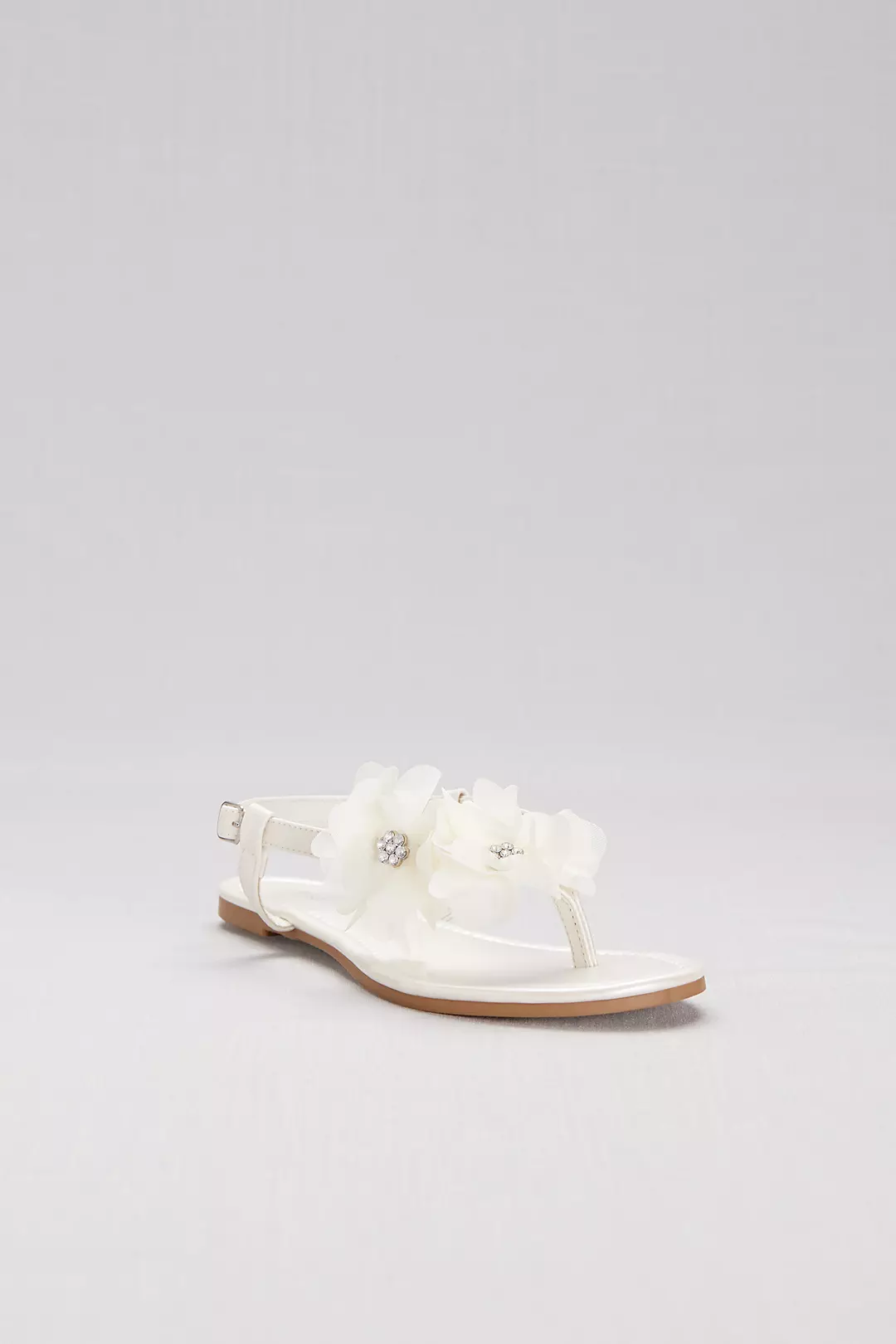Slingback Thong Sandals with Chiffon Flowers Image