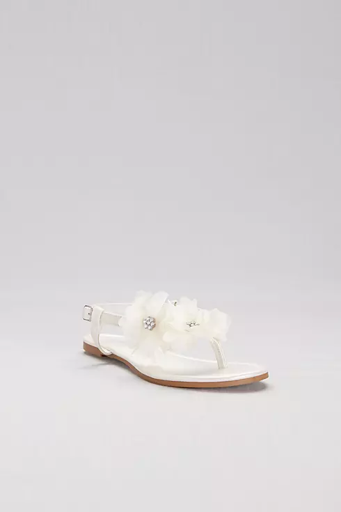 Slingback Thong Sandals with Chiffon Flowers Image 1