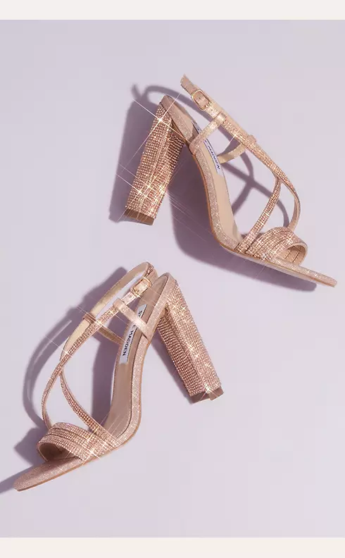 Strappy Crystal Block Heels with Square Front Image 4