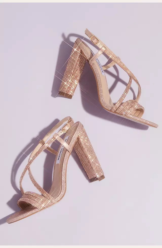 Strappy Crystal Block Heels with Square Front Image 4