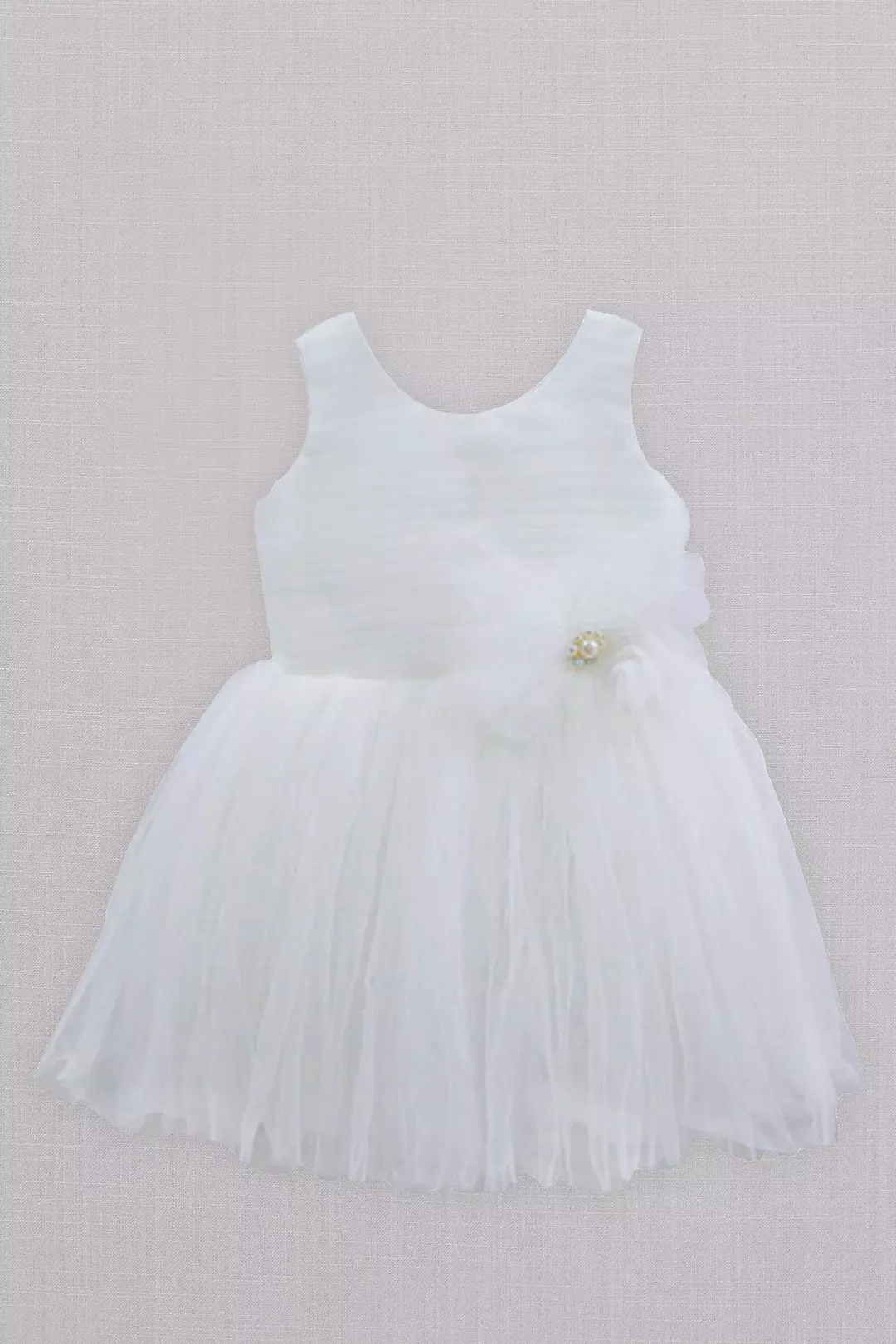 Pleated Tulle Flower Girl Dress with Sash | David's Bridal