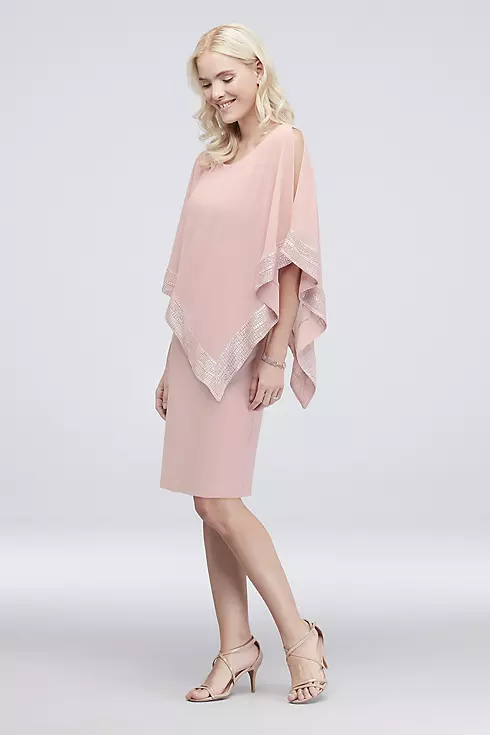 Short Jersey Cape Dress with Pleated Trim Image 1